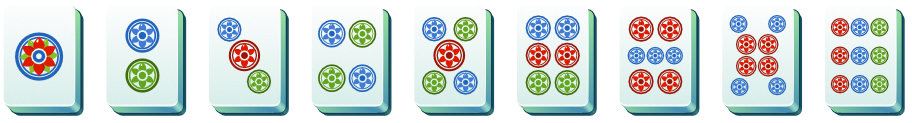 Mahjong Solitaire circle tiles in order from 1 to 9