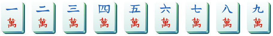 Mahjong Solitaire symbol tiles in order from 1 to 9